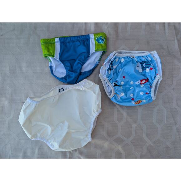 Baby Swim Diaper Covers 3 pc Lot Cloth Snaps Adjustable size 6mo+ S/M 10-20lbs - Picture 1 of 7